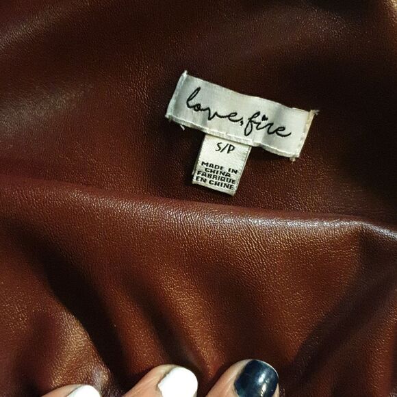 Mahogany Size Small Love Fire Faux Leather Pants - Picture 3 of 4